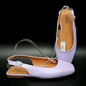 Torrid Square Toe Sling Back Flats Classic Lavender Shoes Women's Size 7.5 WW